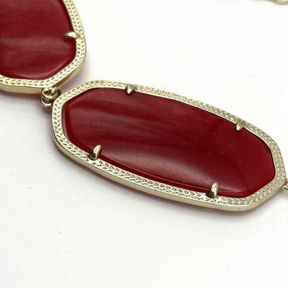 Kendra Scott Statement Necklace Fuchsia Pink Oval Stones Gold Tone Retired - Picture 2 of 11